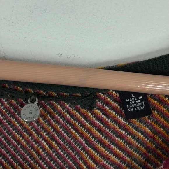 Anthropologie Knitted Knotted Beaded Lanka Sweater Dress L Boho Nordic Fair Isle - Picture 6 of 11